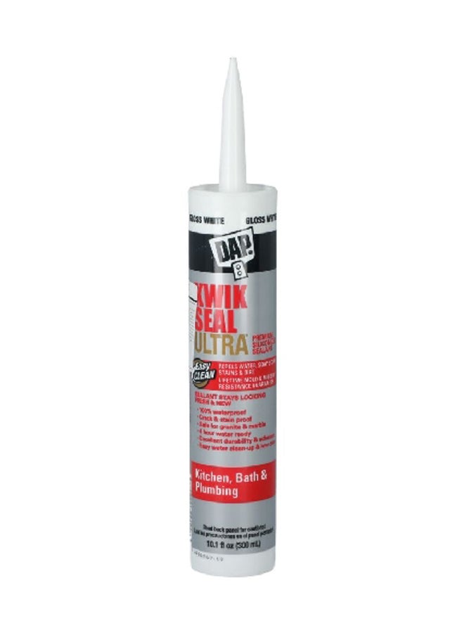 Dap Mold and Mildew Resistant Kwik Seal Ultra Silicone Sealant Gloss White 300 ml 18897 - Image 1